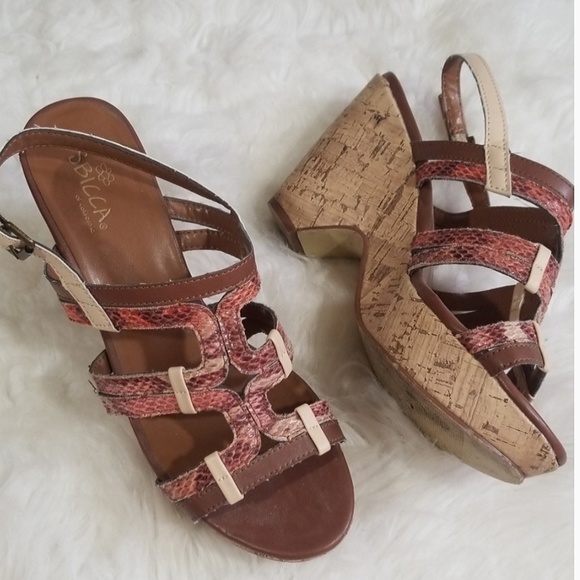 Sbicca of California platform cork shoes heels. 8 - Picture 1 of 8